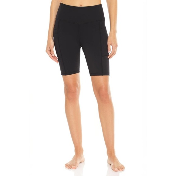 Unbranded Pants - Black High Waisted Biker Shorts with Pockets Plus Size 2XL Athletic Yoga